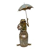 Melrose International Rustic Copper Metal Frog with Umbrella Fountain 53.75