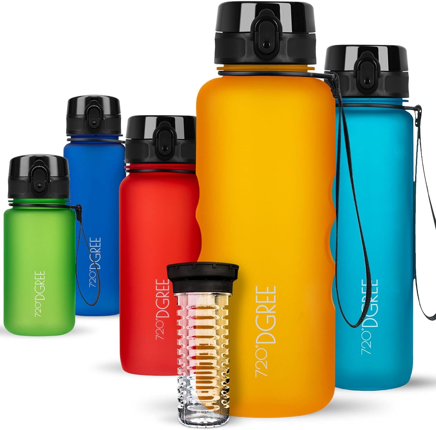 720°DGREE Botella Agua 1 Litro “uberBottle“ - Tamiz-Fruta, softTouch - Sin BPA, Prueba de Fugas, Reutilizable - Cantimplora, Water Bottle ideal para Deporte, Fitness, Gimnasio, Senderismo, Ciclismo — view 58
