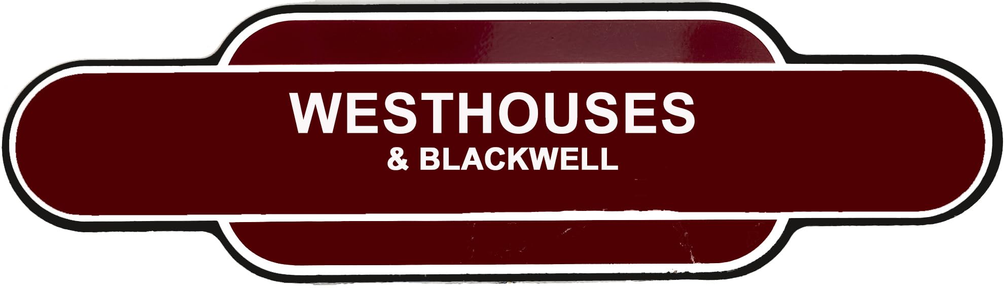 Railway Station Totem Sign, Stations Or Personalised Metal, Multiple Colours and Sizes, Rust-Proof (405X105 MM, WESTHOUSES)