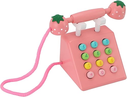 Exquisito juguete retro de madera para teléfono, teléfono de alta simulación, juguete de juego para niños, lindo modelo de teléfono decorativo