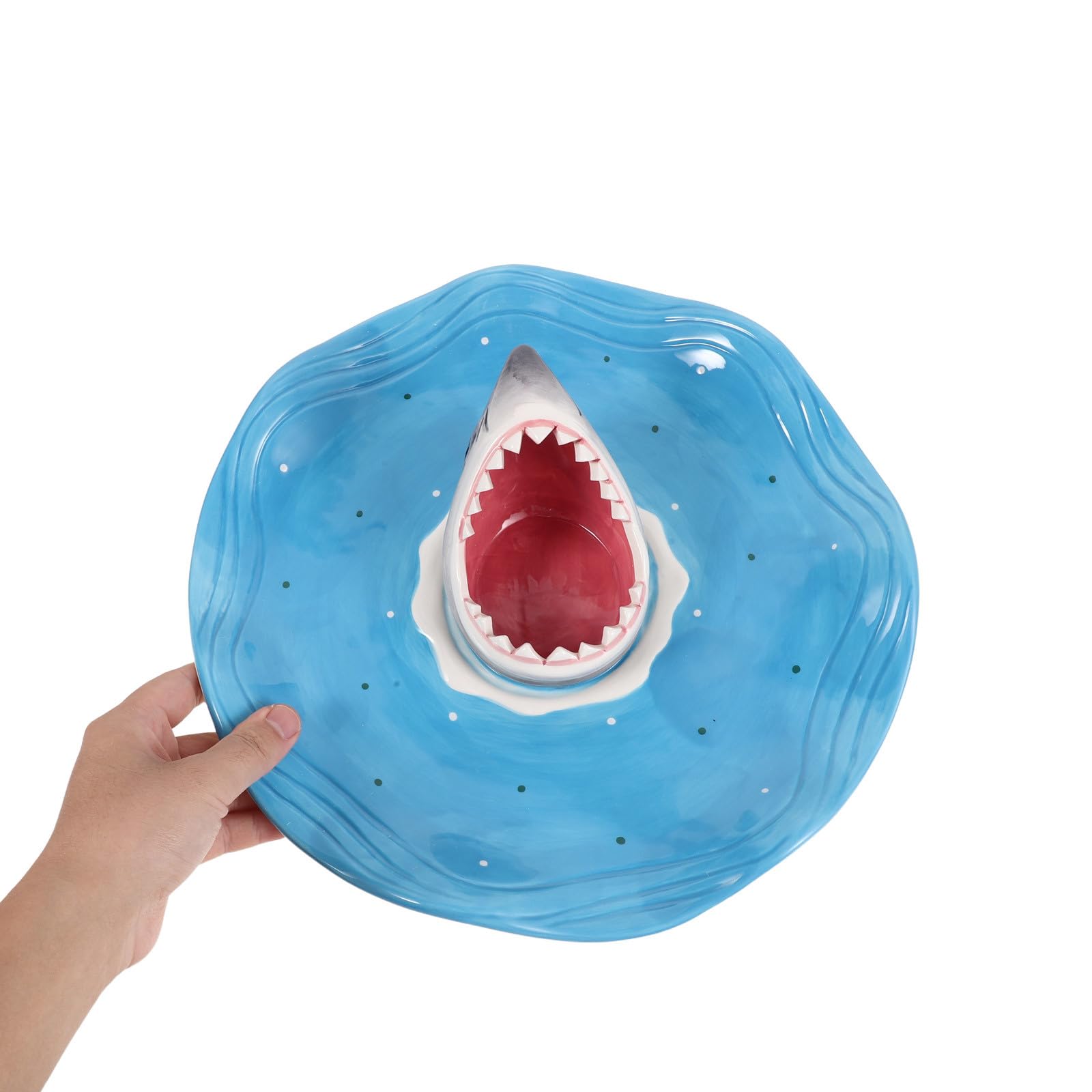 ibasenice Plateau à sushis Requin : Plateau en céramique en Forme de Requin avec Compartiment à Sauce, apéritif sur Le thème de l’océan pour Fruits de mer, raviolis, Amuse-Gueules et Service