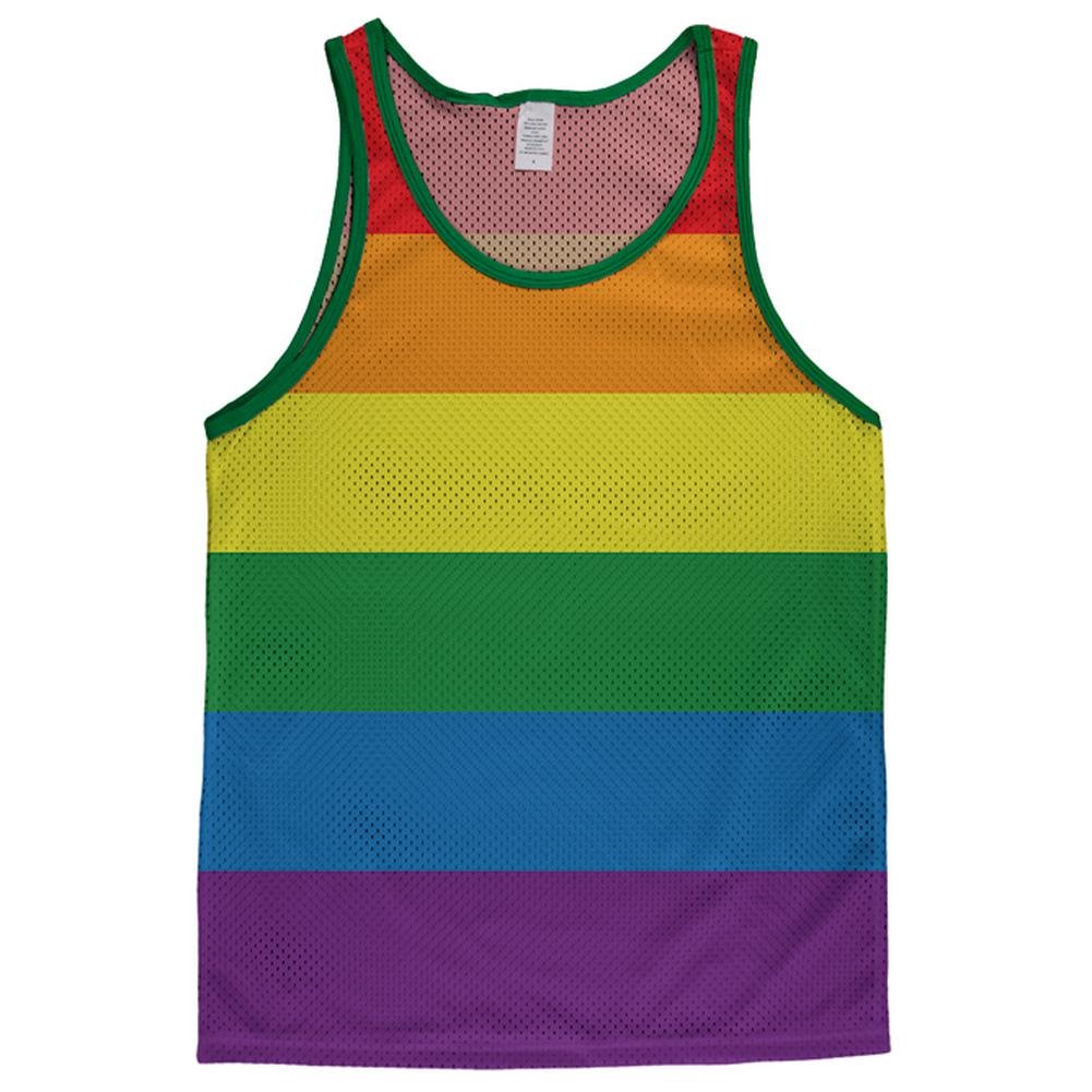 Gay Pride Rainbow Flag Adult Mesh Jersey - MD/White-Kelly