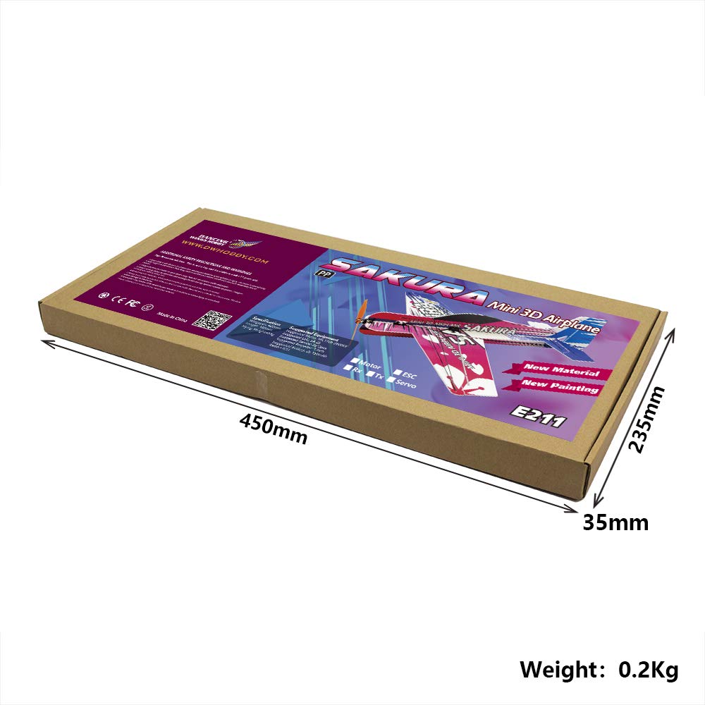 RC PP pianka Micro Indoor 3D F3P Samolot SAKURA sterowany radiowo samolot elektryczny 420 mm rozpiętość skrzydeł nieoprawiony trzeba zbudować (E2115-146)