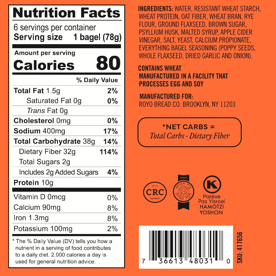 Image of ROYO Classic Bagels, 70-80 Calories, 5-6G Net Carbs,10G Protein