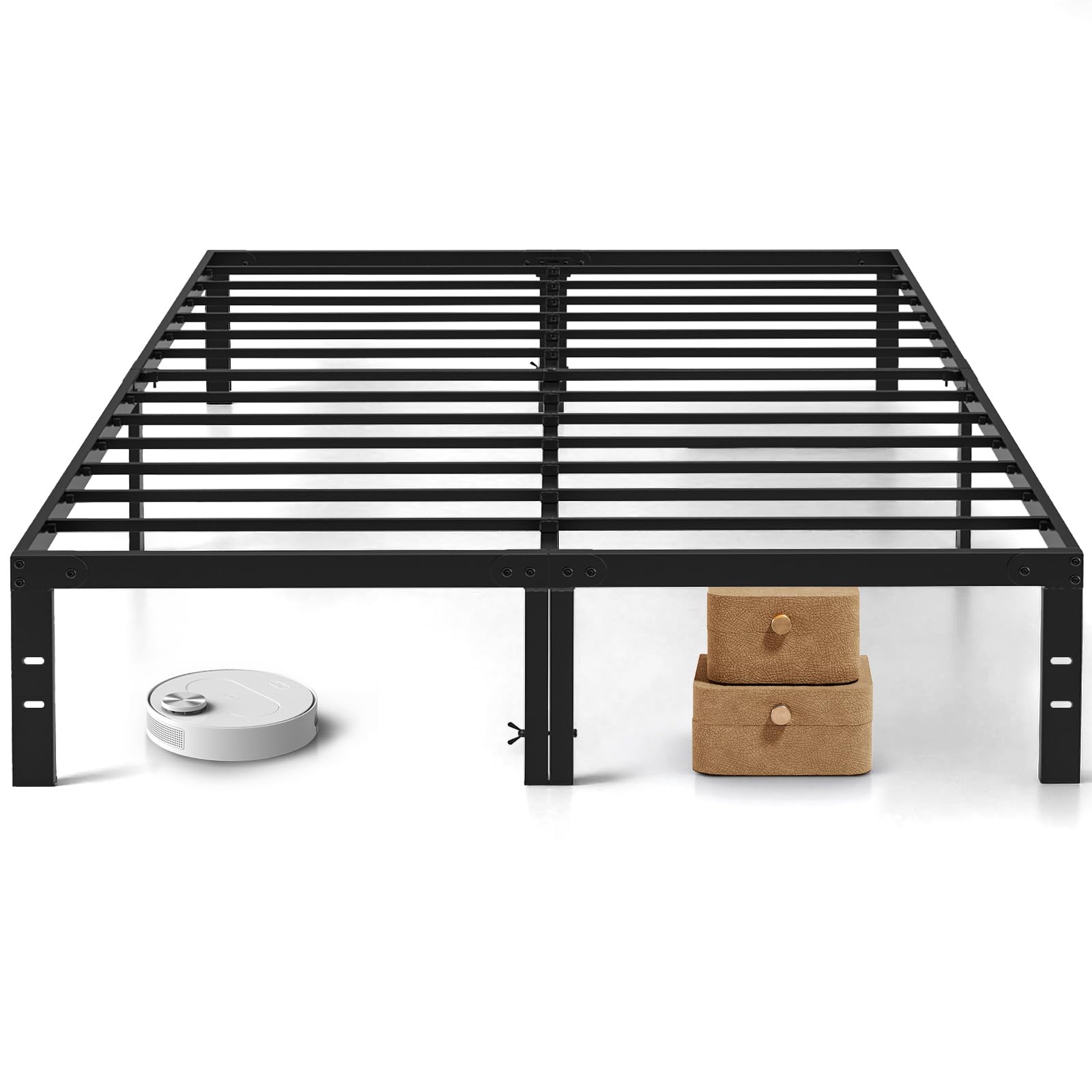 King Size Bed Frame 14 Inch Metal Platform Bed Frames with Heavy Duty Steel Slat Support No Box