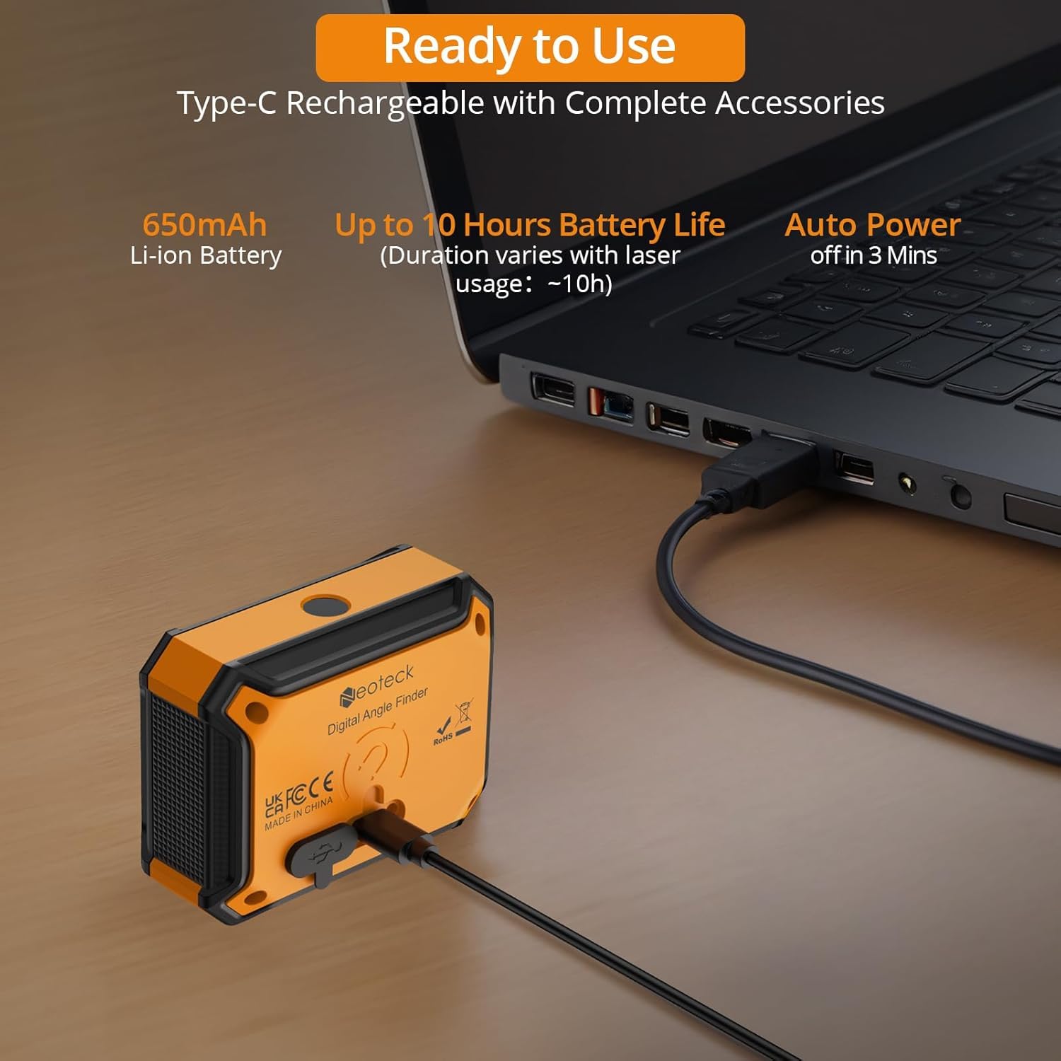 Neoteck Inclinometro Digital 4×90°/2x180° Transportador Digital con Pantalla LED y Alerta Sonora Buscador de Ángulo Recargable con Fondo y Parte Trasera Magnéticos para Carpintería Construcción