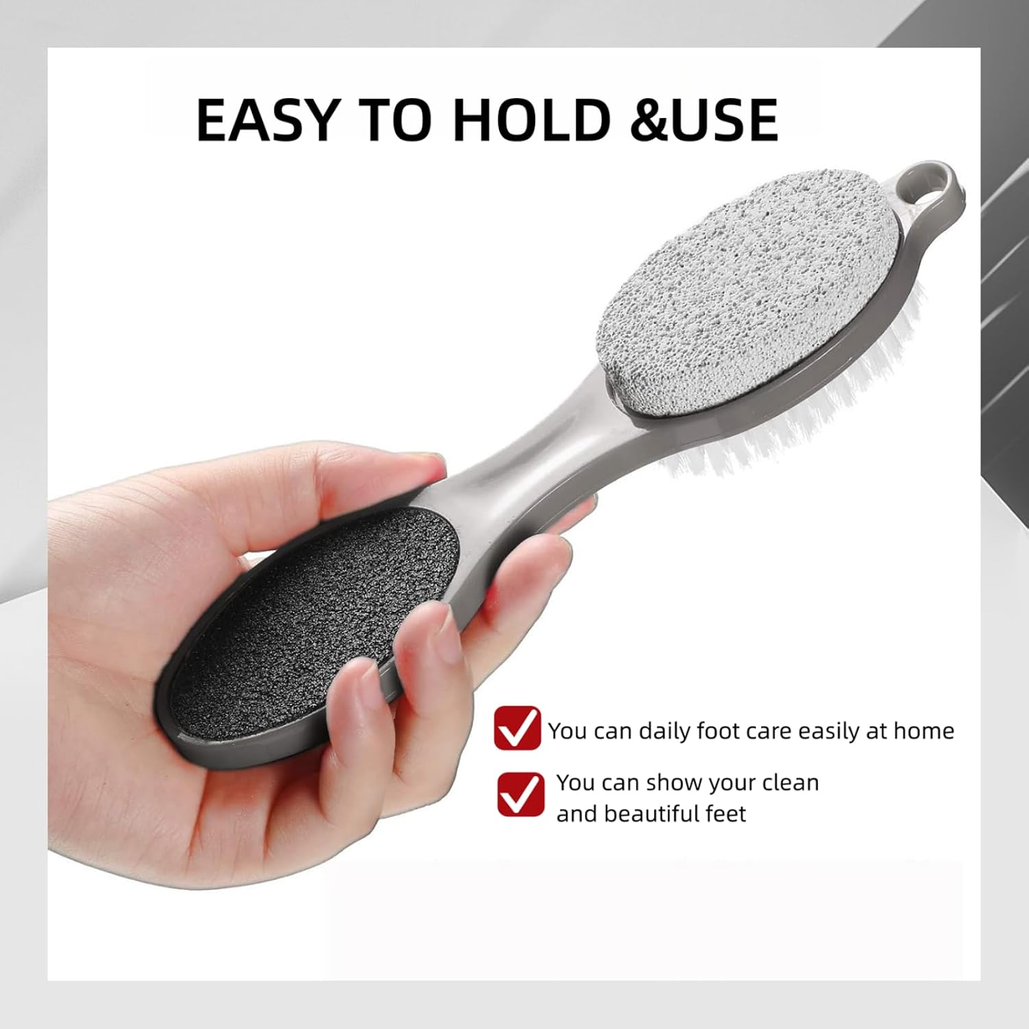 Foot File Callus Remover-4 Pcs 4 in 1 Foot Scrubber Dead Skin Remover for Feet,Pumice Stone, Foot Rasp and Sand Paper for Home Foot Care,Foot Brush for Shower (Grey Pedicure Foot File)