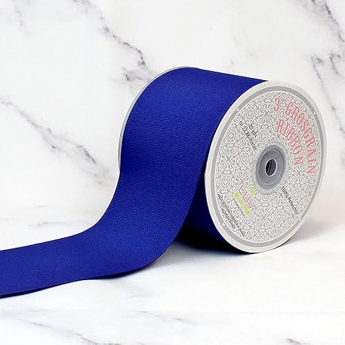 Miniatura 2 de Creative Ideas, Cinta de grogrén sólida de 3 pulgadas, 25 yardas, azul real, 25 yardas