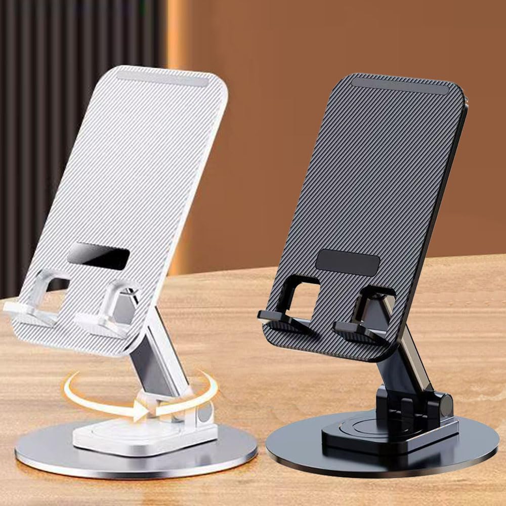 ANRACHEL Cell Phone Stand 2 Pack,Angle Height Adjustable Cell Phone Holder for Desk,Foldable Desktop Phone Holder Cradle Dock with Silicon Pad
