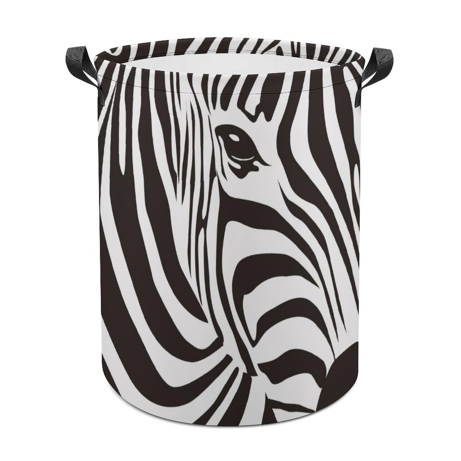 Wlntrophic Laundry Hamper, Zebra Stripes Laundry Basket, Washing Basket with Handle