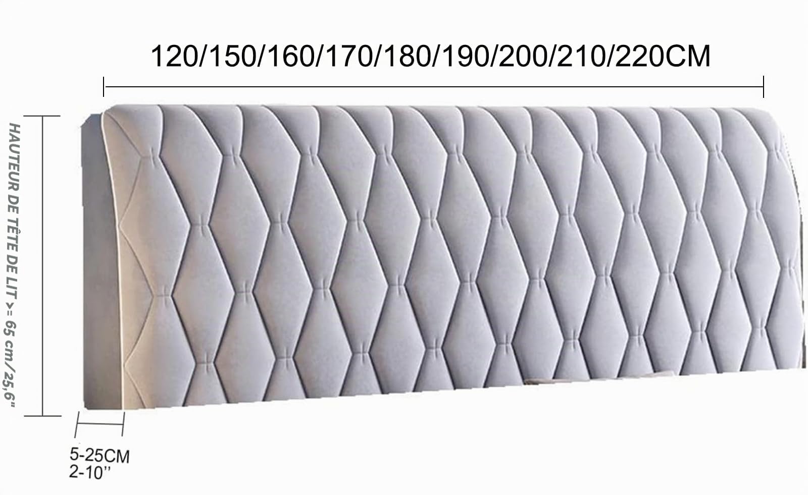 Housses de tête de lit en Velours pour lit King Size, Protection complète Anti-poussière, Housse de tête de lit Double, Beige, 160 cm