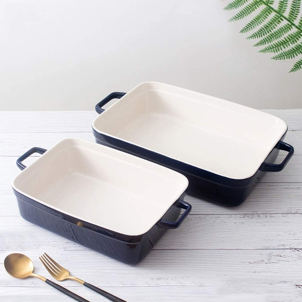Placa de cazuela para Hornear Casserole Set 2 Ajuste de Platos para Hornear PANTENGA DE LASAÑA Rectangular PANTENERSO para COCINAR LA Cocina DE Cena para Pantallas para HOGARES
