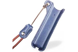 JUUL Skin Wrap Leather Case Cover Holder with Portable Carrying Lanyard (Blue)