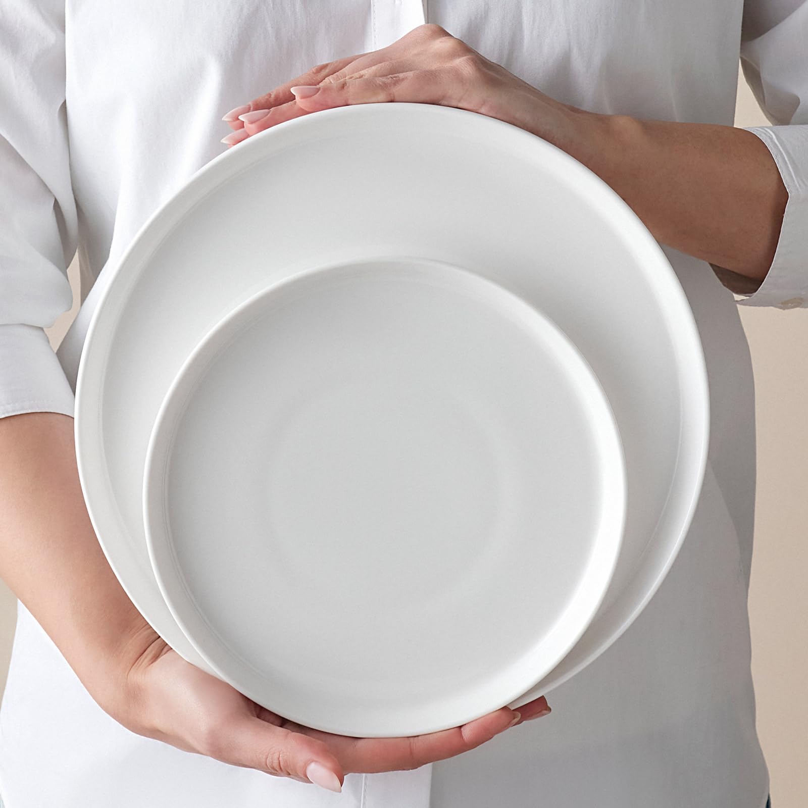 Karaca Salvare New Generation Bone Geschirr-Set für 6, 18-teilig, Teller und Schüsseln, Geschirr-Set, Runden, Kombiservice, Weiss Porzellangeschirr, Tägliches und Besonderes Geschirr