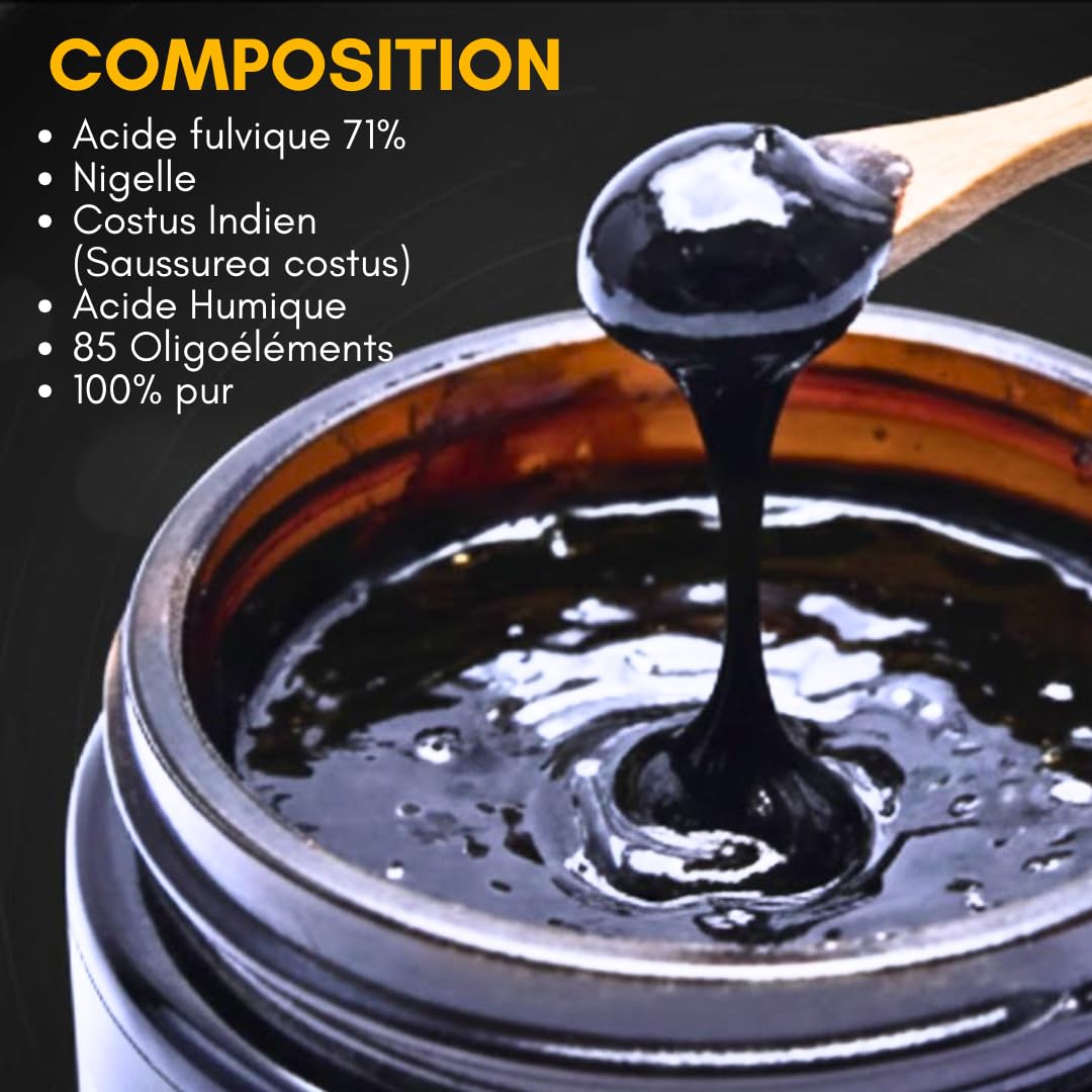 Shilajit Costus Nigelle – Fórmula resina pura 50 g – Natural triple extracto premium – Calidad francesa