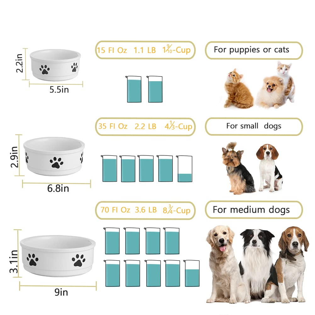 MegiaExist Keramik-Hundenäpfe mit Pfotenmuster, Hundefutterschale für mittelgroße Hunde, Porzellan, Haustiernapf für Wasser, 100 ml (Beige)