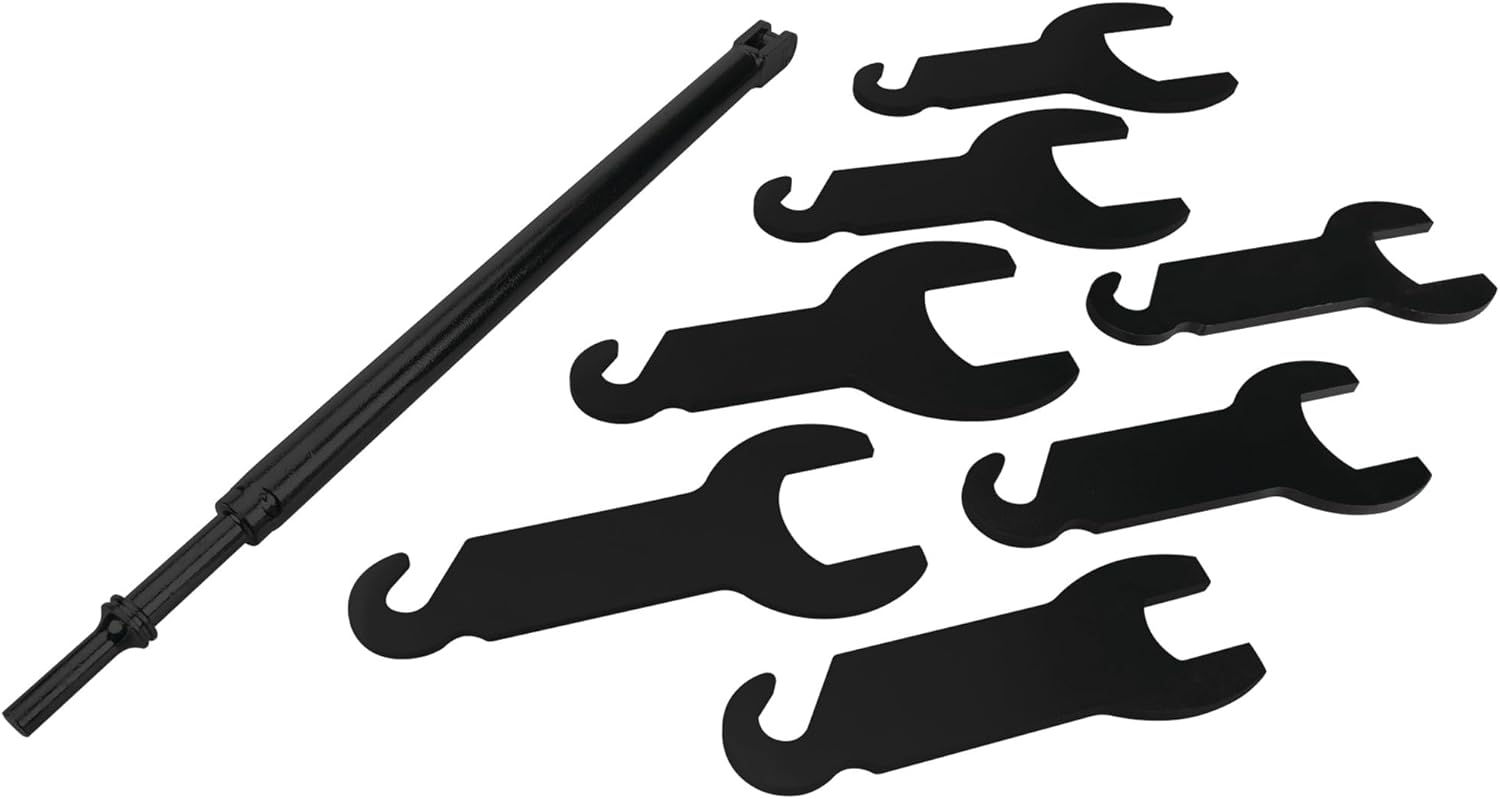 Performance Tool W80501 8 pc. Pneumatic Fan Clutch Wrench Set: Features 7/8, 1-7/8, 2 in., and 32, 36, 40, and 47mm Wrenches Air Hammer Driven, For Fan Clutch/Water Pump Service, Steel, Black