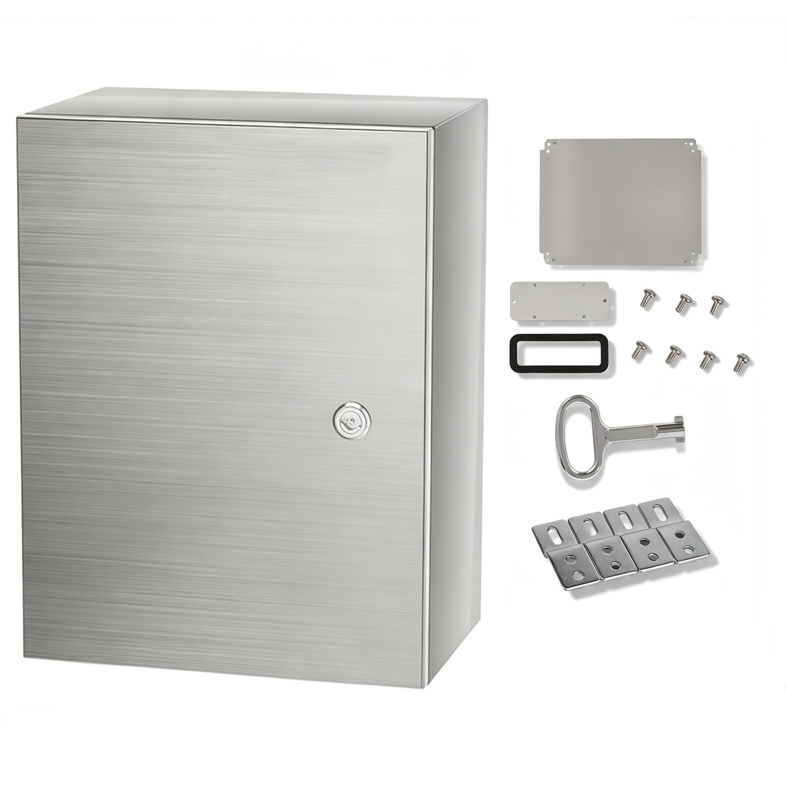 YCYHXJB 304 Stainless Steel Electrical Junction Box, IP66 Waterproof Electrical Enclosure Box, Lockable Enclosure with Mounting Plate