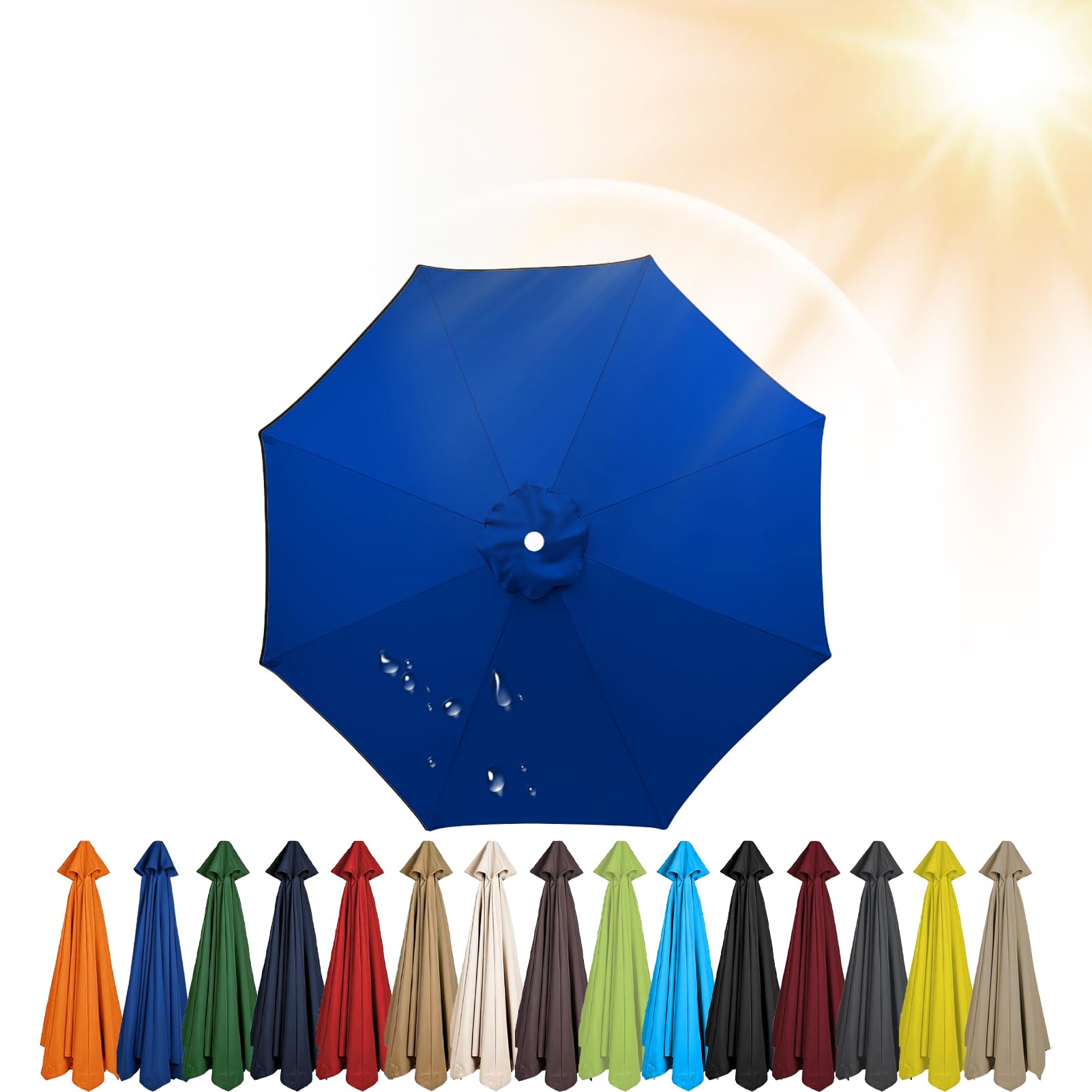 3.5m/3.0m/2.8m/2.7m/2.5m/2.3m/2m Umbrella Replacement Parasol Canopy, 6/8 Ribs Sun Umbrella Replacement Cloth For Patio/Beach/Backyard Parasol Fabric Canopy Cover (Royal Blue,6ribs-300cm) โ image 1