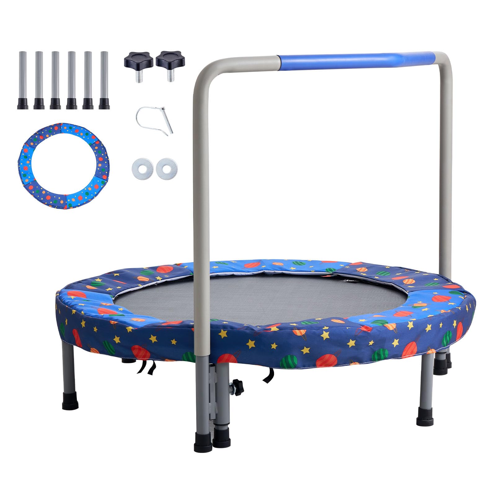 VEVOR Trampolino per bambini da 91,4 cm, 0,9 m, per interni ed esterni, mini trampolino pieghevole con manico, rimbalzo, regalo di compleanno per bambini dai 3 anni in su, ragazzi e ragazze per