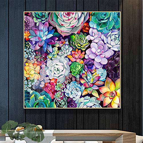 Affiches et impressions mur art succulentes peinture sur toile salon 60x60
