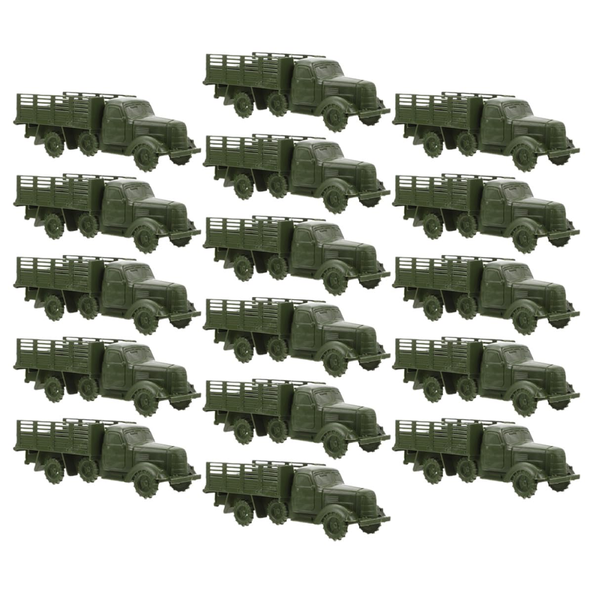 Veemoon 16pcs Mini Army Truck Models Plastic Cars Toy with Realistic Appearance and Educational Value, for Collectible Displays and Children's Play, Sturdy Pp Material Pocket Car Toys