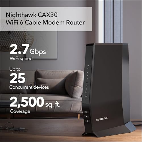 Miniatura 2 de NETGEAR Nighthawk - Combo de enrutador de módem (CAX30) DOCSIS 3.1 y enrutador WiFi 6 - AX2700 2.7 Gbps - Compatible con Xfinity, Spectrum, Cox y