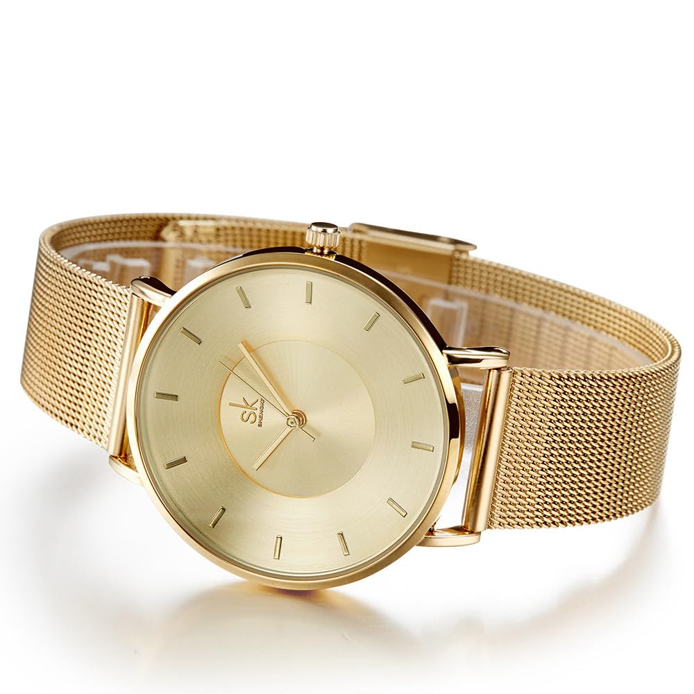 MASTOP Orologio da polso da donna, alla moda, minimalista, impermeabile, semplice, ultra sottile, analogico, al quarzo, con cinturino in maglia in acciaio inox