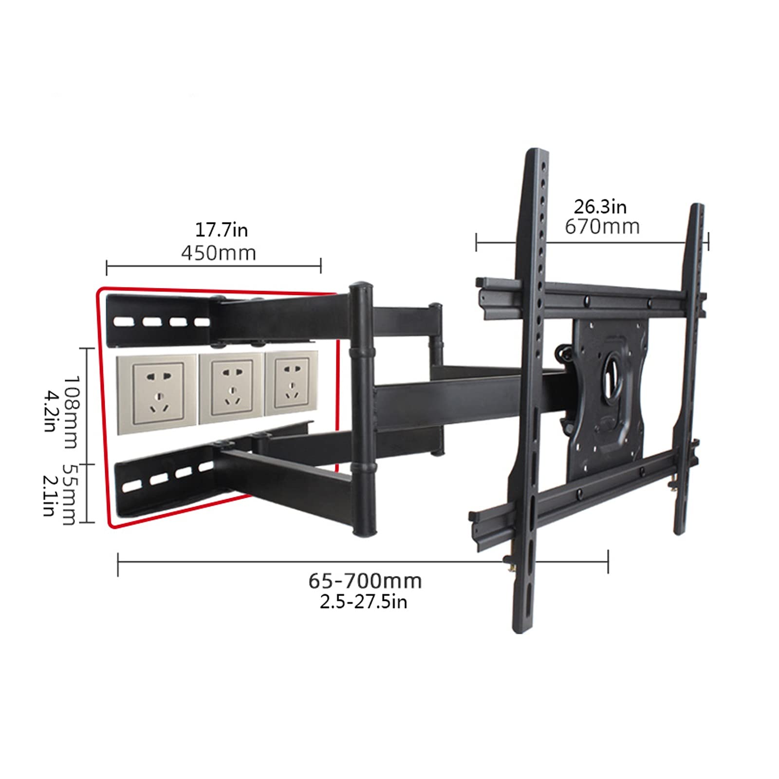 tv Stand Staffa TV montata a parete 37 "-70" Pieghevole Pieghevole Pieghevole Tv Mount Swivels Tilts Rotazione di estensione per Max VESA 600x400mm AAD Tenga fino a 125 libbre .per casa, ufficio