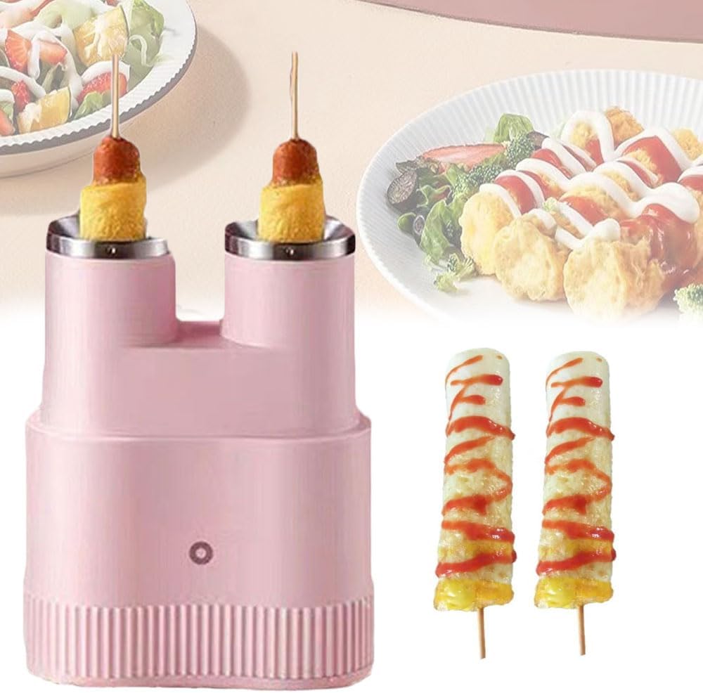 JOSBY Double-Tube Egg Roll Machine, Automatic Egg Roll Breakfast Machine, 7min Fast Cooking, Hot Dog Omelet Machine, Household Sausage Machine, Non-Stick Pan Egg Cooker, Quesadilla Maker, for Kitchen
