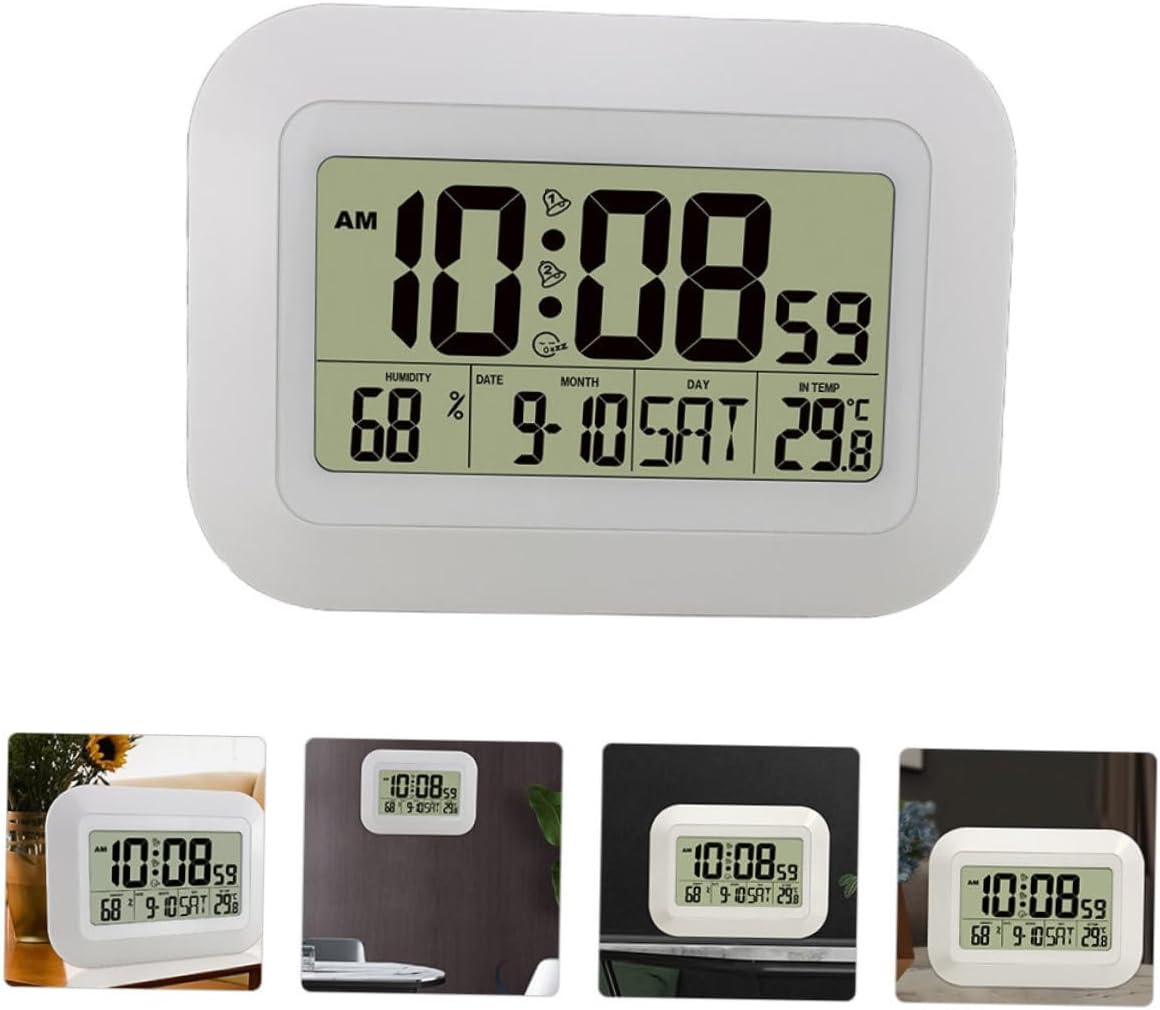 Multi-Functional Desktop Mute Electronic Alarm Clock Wall Clock Digital Date and Temperature Display