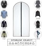 HomeClean Garment Bag (Set of 6) Plastic Garment Bags with Zipper Hanging Clothes Cover Dress Bag for Suits, Coats Closet (24'' x 40'', Black)