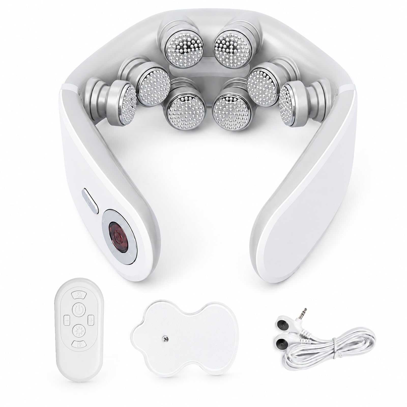 Masseur cervical 1800mAh 8 têtes de massage Conception ergonomique Massage multimodal Détendre les muscles du cou Blanc