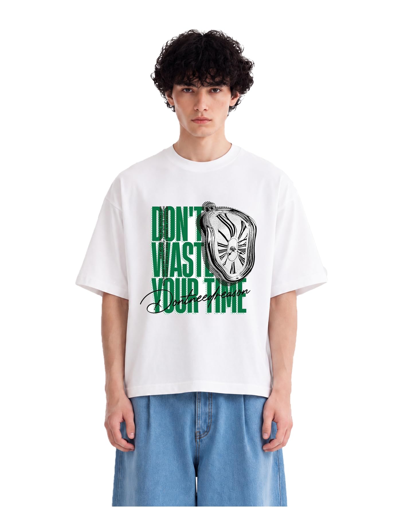 Buy SIXTY NINE Don'T Waste TIME Men Round Neck Graphic Oversized