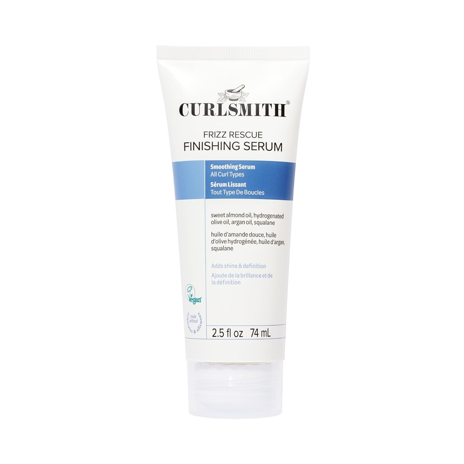 CURLSMITH Frizz Rescue Finishing Serum - Anti-Frizz Finishing Serum, Smoothing and Nourishing, For All Curl Types, Vegan & Cruelty Free (2.5 oz)