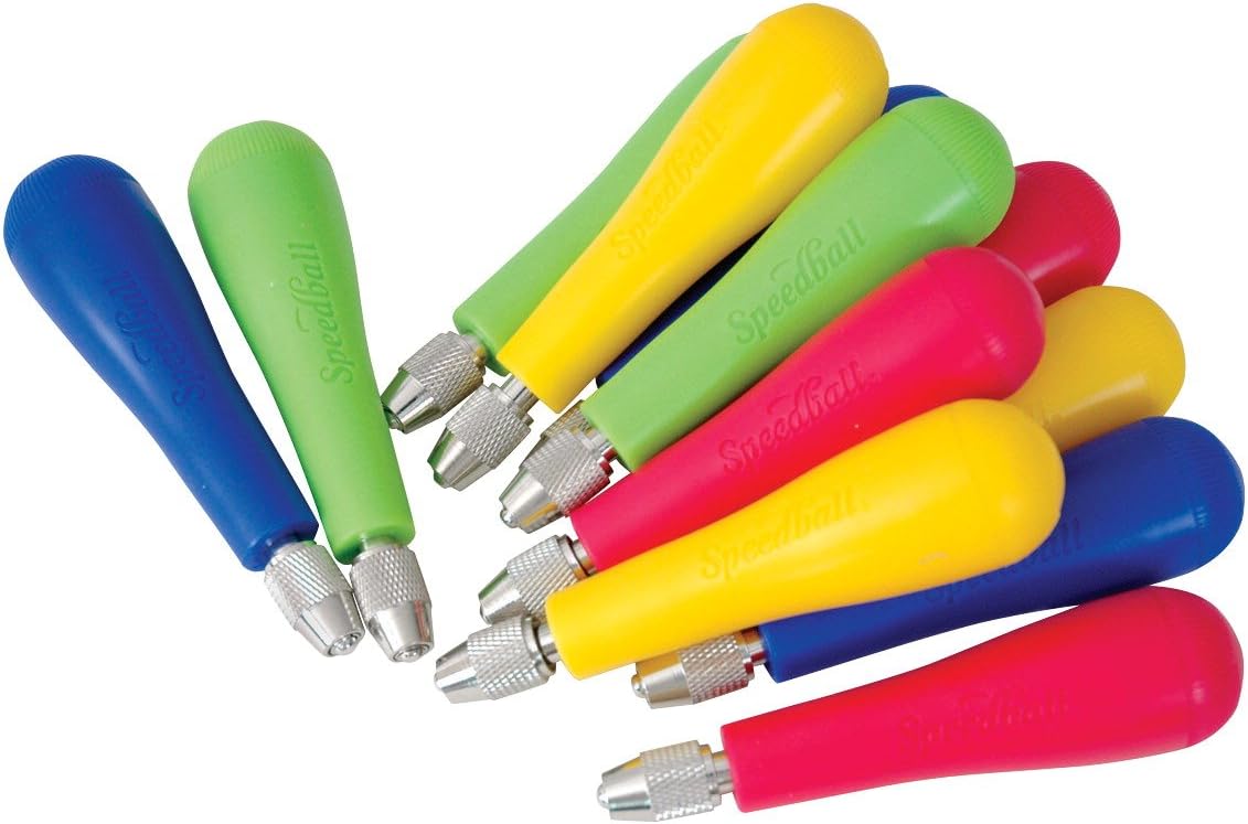 Speedball Linoleum Cutter Handles, 12-Pack, Color-Coded for Lino Printmaking Tools