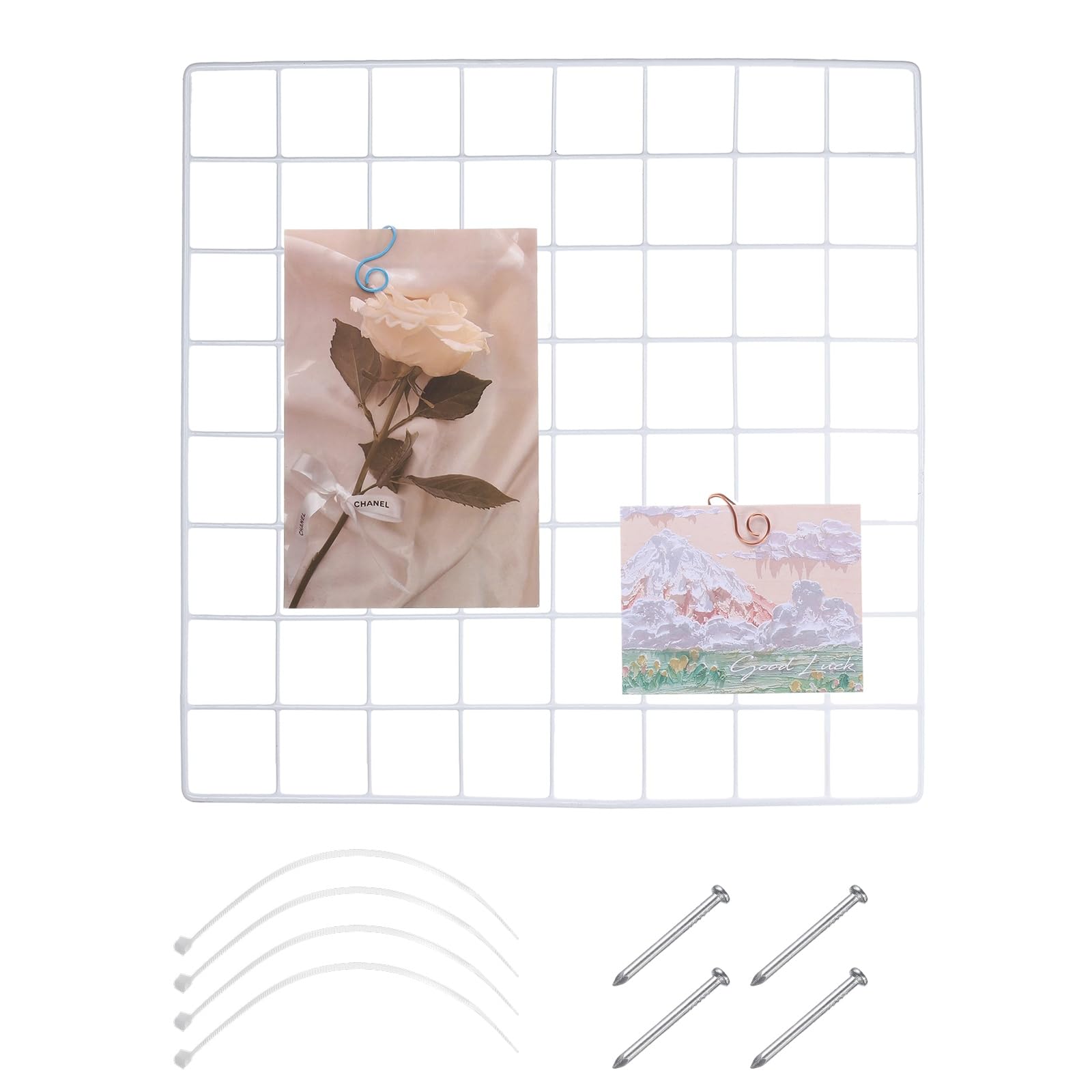 Panneau mural en grille metallique blanche 45x45 cm avec fixations uxcell