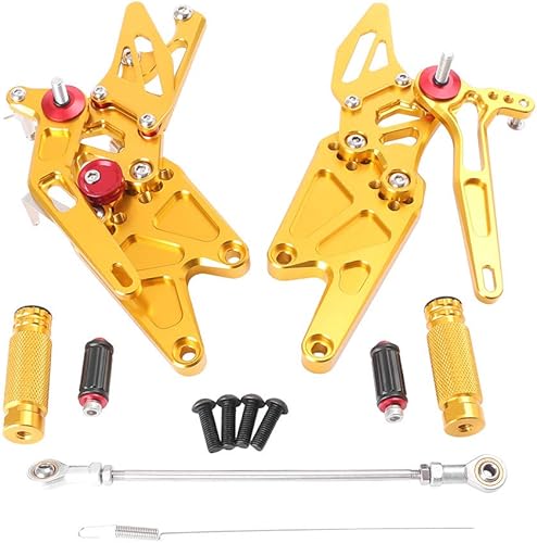 Estriberas de motocicleta Rearsets Ajustable Rider Rear Sets Reposapiés Compatible para Yamaha MT-03 MT-25 2015 Oro