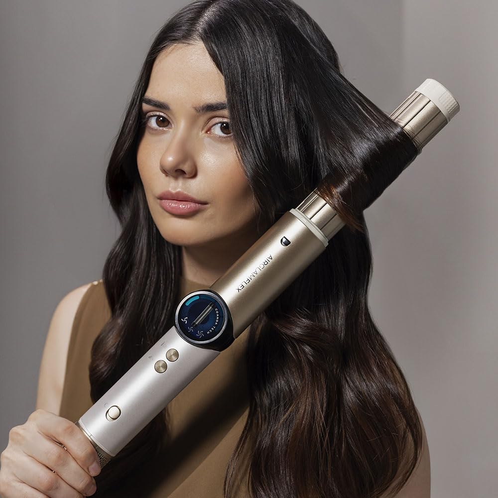 Cecotec Wielofunkcyjny styl do modelowania włosów, 14 głowic AirGlam 14 w 1, Flex szampański, 1400 W, ekran, technologia Coanda, silnik bezszczotkowy, funkcja obrotowa i powłoka ceramiczna i