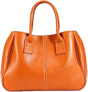 Fashion Women's Vintage PU Leather Tote Bag, Large Capacity Top Handle Satchel Handbag, Multi Compartment Work Bag