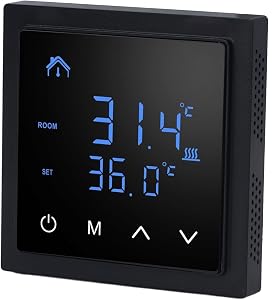 Smart Thermostat, LED Display 16A AC85V-250V Electric Underfloor Heating Thermostat for Home Hotel (Black)