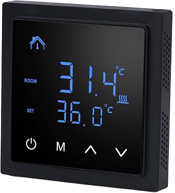 Smart Underfloor Heating Thermostat with LED Display, Anti False, Home Thermostat for Electric Underfloor Heating, High Accuracy Temperature Controller, 16A AC85V  Black