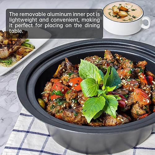 Image of ICOOK USC-35-OP001BK 3.5 Quart Slow Cooker,Aluminium Sear /Saute Stew Pot Stovetop safe,Dishwasher Safe,Glass Lid,Adjustable Temp,Food Warmer,Black