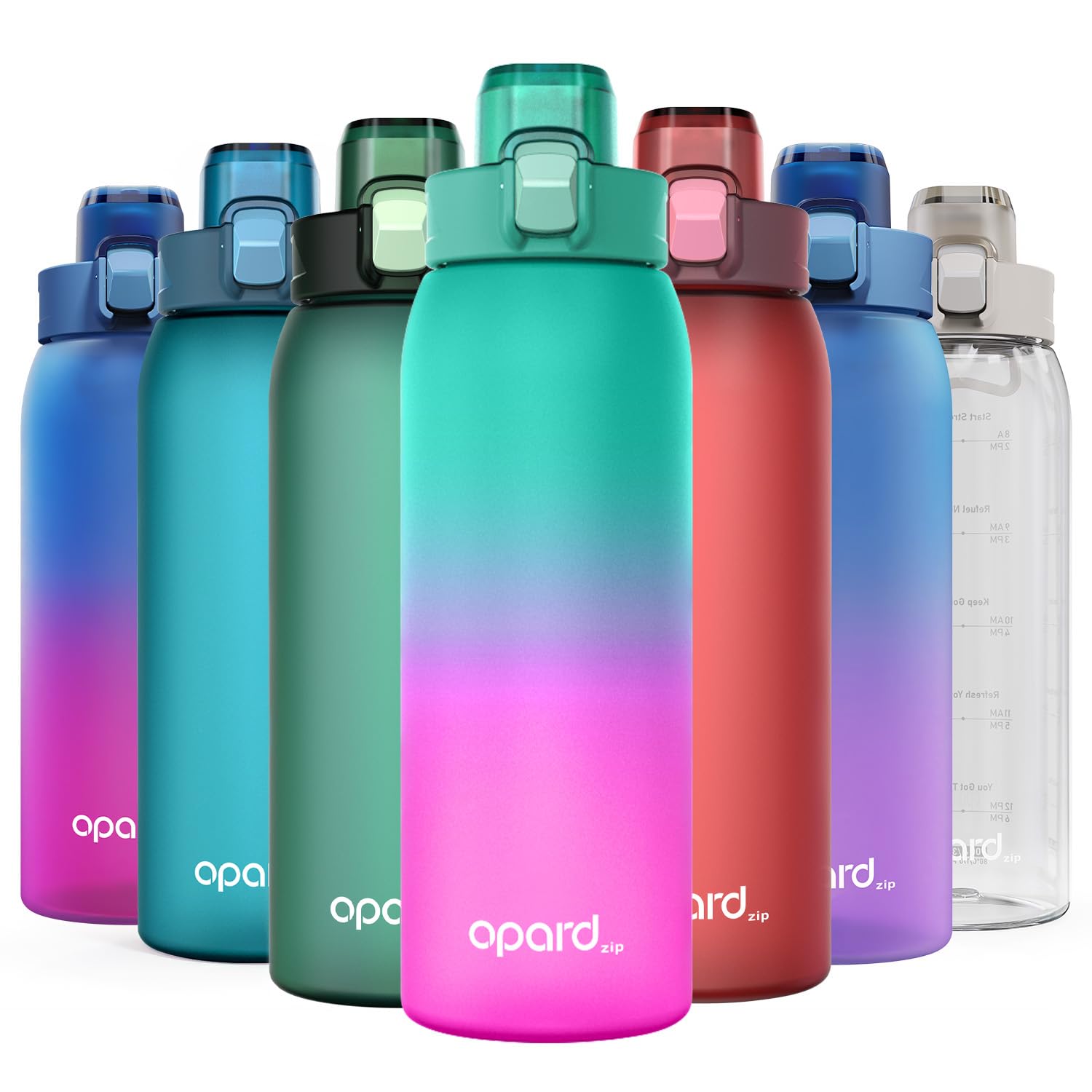 Opard Zip 900ml Plastic Water Bottle Dishwasher Safe, Leakproof Flip-Top Lid, BPA Free Tritan, Wide Mouth Reusable Sports Water Bottle for Gym Hiking Commuting Outdoor Travel and School
