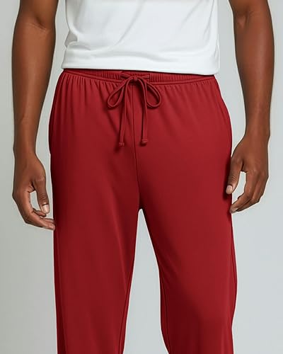 Miniatura 3 de Real Essentials - Paquete de 3 pantalones de pijama suaves para hombre con cordón ajustable y bolsillos, elásticos en 4 direcciones y con absorción