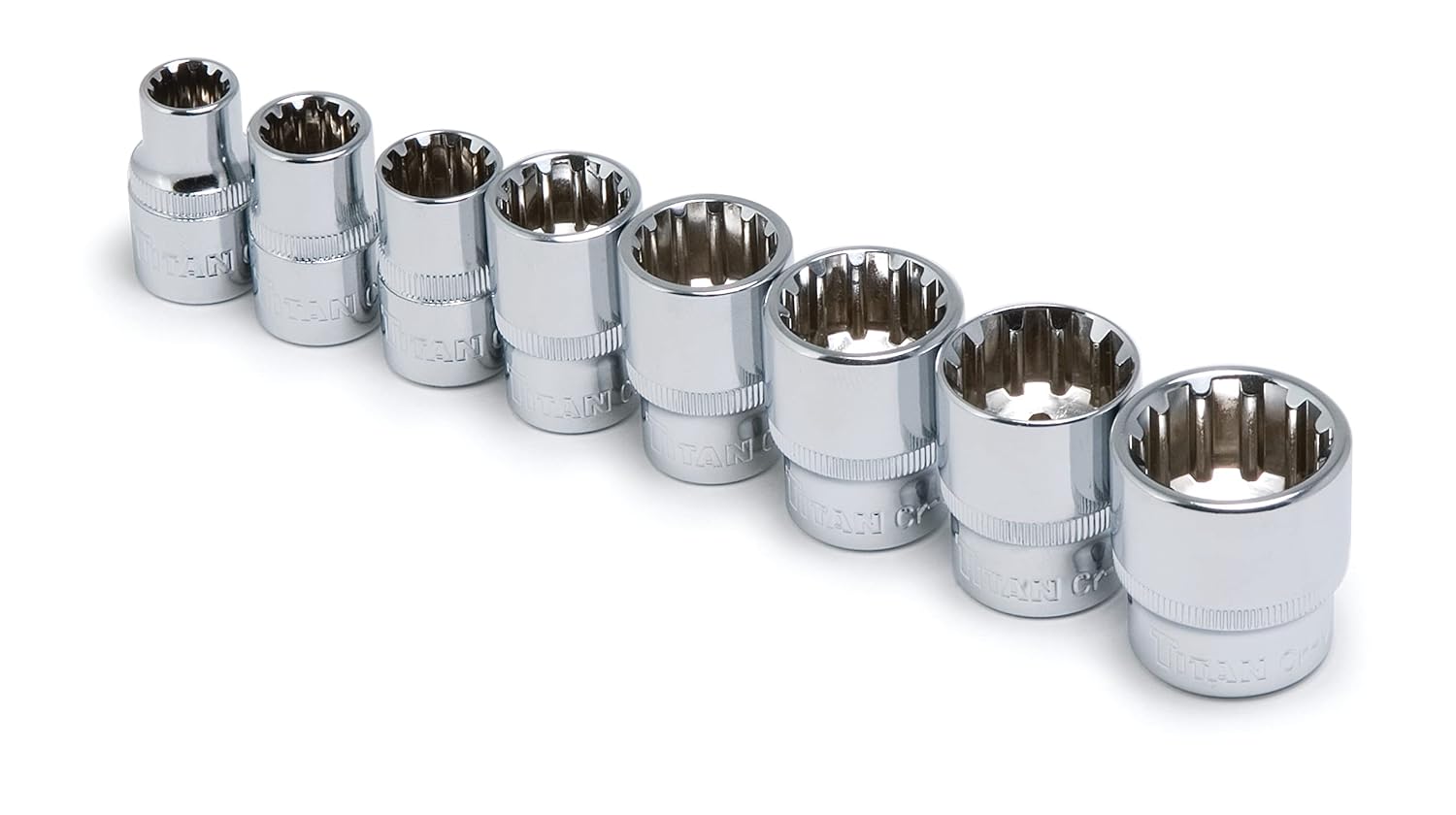 Titan 15202 8-Piece 3/8-Inch Drive Metric Spline Socket Set