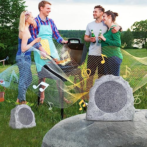 NiceBuy Rock Speakers Outdoor Waterproof Bluetooth Wireless Garden Speakers with TWS Pair Function,Outdoor Landscape Speakers Low Voltage for Deck Patio Yard BBQ NiceBuy Rock Speakers Outdoor Waterproof Bluetooth Wireless Garden Speakers with TWS Pair Function,Outdoor Landscape Speakers Low Voltage for Deck Patio Yard BBQ