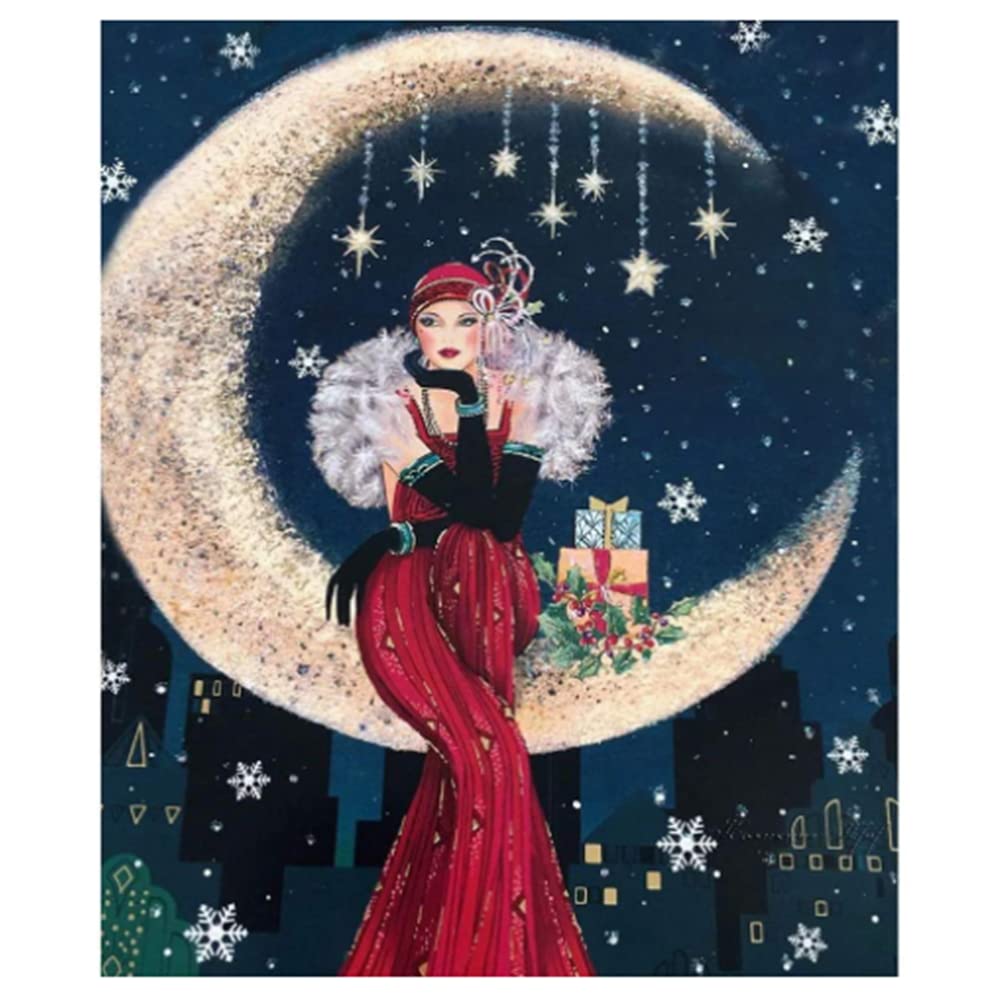 Adtop Lady And Moon 08 5D Diamond Painting Elegant Woman Kits For Adults Diy Lady Full Drill Paint By Number Kits Diamond Arts Craft Decorations 30X40cm/12X16in (Lady And Moon 08)