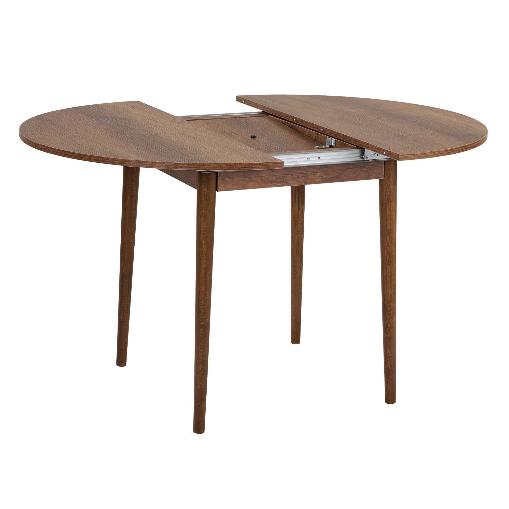Ausziehbarer Esstisch, Barok Walnut, 100 x 100 cm (offen: 131 cm) | 100% melaminbeschichtete Spanplatte, 18 mm dick, robuste Holzbeine | perfekt für Moderne Esszimmer & Familientreffen