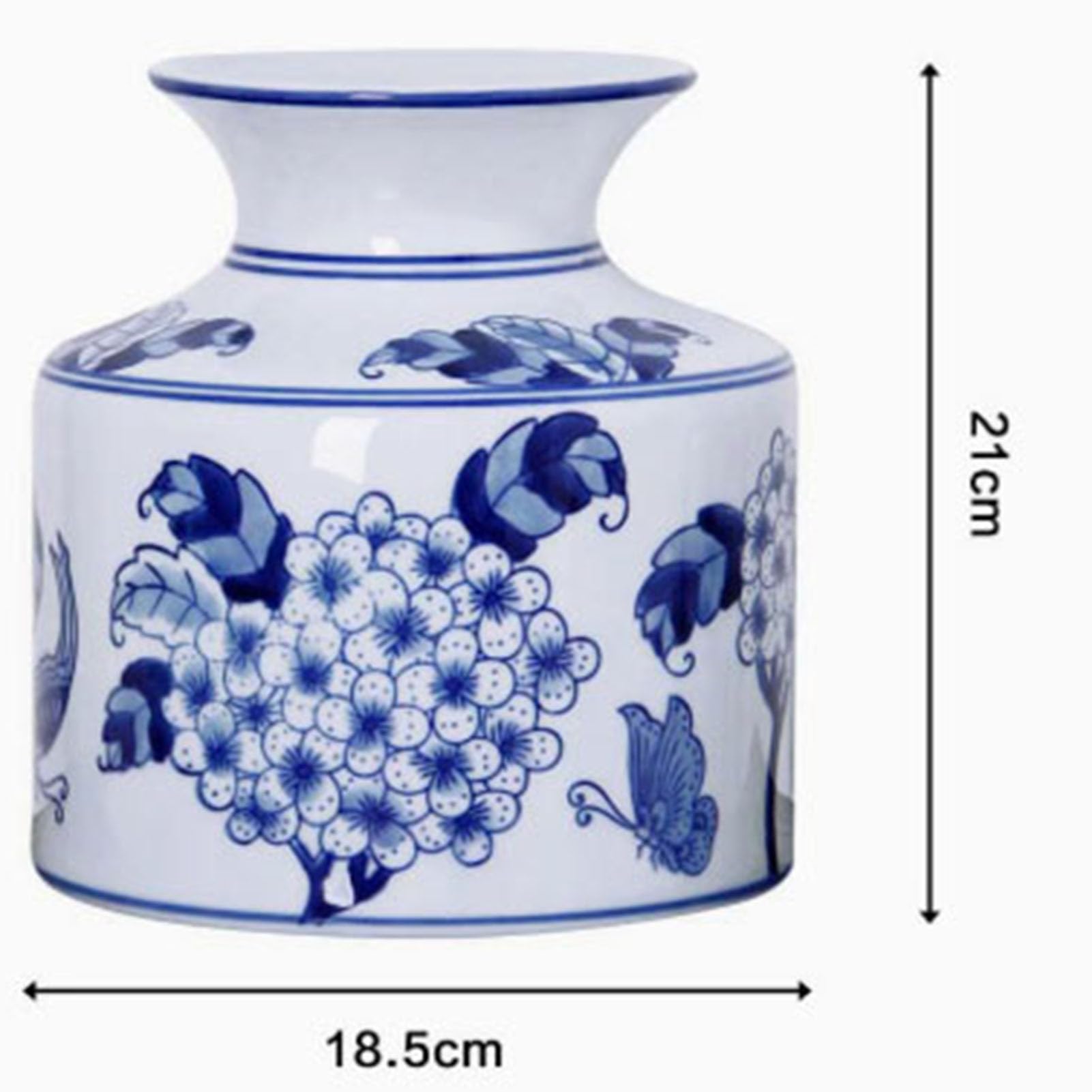Vintage niebiesko-biały wazon porcelanowy, ręcznie wykonana chińska ceramiczna urna na kwiaty do wiejskiego wystroju Boho, dekoracyjny wazon do półki w przedpokoju stolik kawowy,B